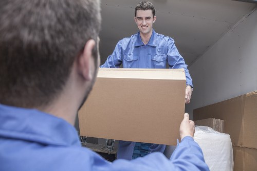 Moving boxes and packing materials prepared for an Ealing home move