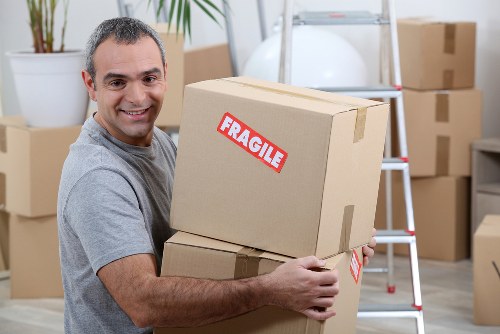 Packed furniture ready for transport during an Ealing move