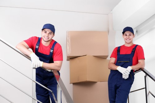 Staff furniture and office equipment being loaded for a move