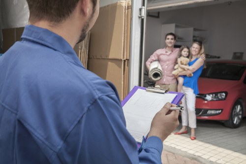 Office and household items prepared for a fast removal service in Ealing