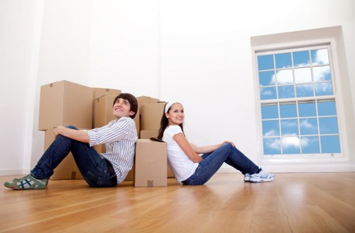 Moving service team reviewing a customer concern
