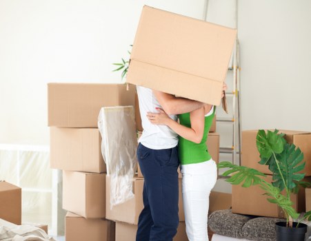 Packed household boxes ready for a domestic move in Ealing