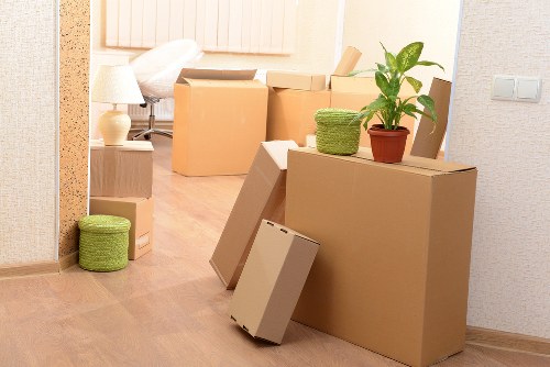 Organised moving day with furniture and boxes ready for transport